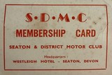 Seaton And District Motor Club Card